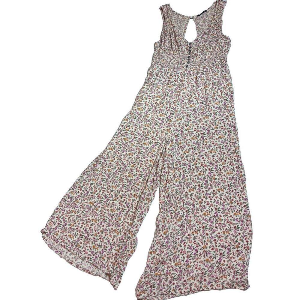 American Eagle W Sz M Jumpsuit Jumper Romper Floral Boho Coquette Vneck Festival